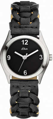 s.Oliver bracelet-montre en cuir noir SO-1615-LQ