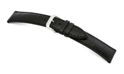 Bracelet-montre en cuir Jackson 18mm noir avec marque d'alligator