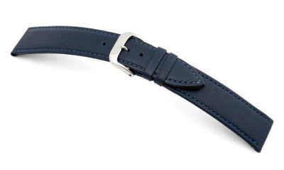 Bracelet-montre en cuir Arezzo 10mm bleu océan, lisse
