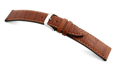 Leather strap Tampa 16mm cognac with alligator imprint