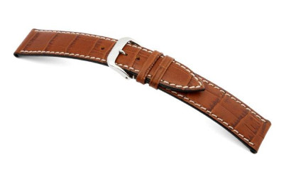 Bracelet-montre en cuir Saboga 20mm cognac avec marque d'alligator