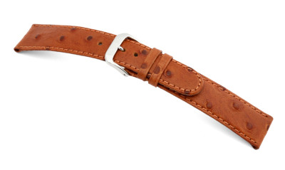Leather strap Dundee 18mm cognac with ostrich grain