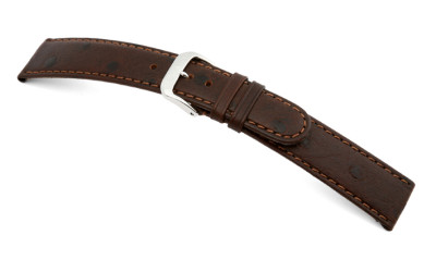 Leather strap Dundee 18mm mocha with ostrich grain