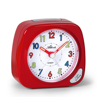 Atlanta 1936/1 red Quartz Alarm Clock, sweeping second