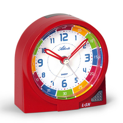 Atlanta 1937/1 red Quartz Alarm Clock, sweeping second