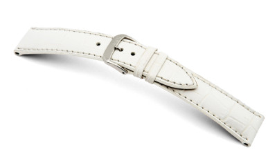 Bracelet-montre en cuir Jackson 20mm blanc avec marque d'alligator