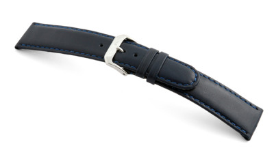 Bracelet-montre en cuir Phoenix 18mm bleu océan lisse
