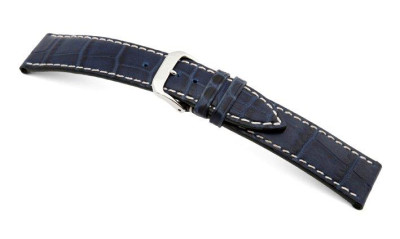 Lederband Saboga 12mm marineblau mit Alligatorprägung
