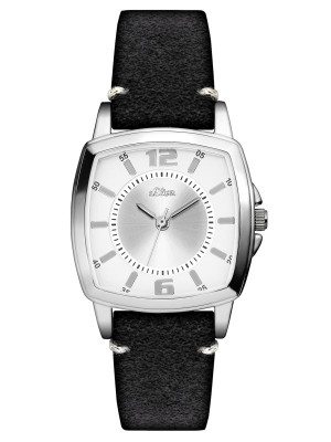 s.Oliver bracelet-montre en cuir noir SO-3364-LQ