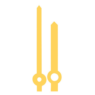 Hand pair no lining bars yellow polished minute hand l: 40mm