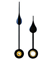 Hand pair pendulum pear blue polished MHL:40mm HH-Ø:4.5 MH.-Ø:2x2
