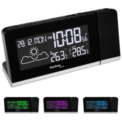 TECHNOLINE radio-controlled projection alarm clock with outdoor temperature sensor