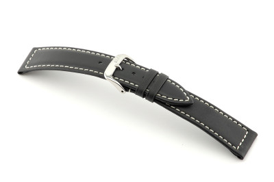 Bracelet-montre en cuir Del Mar 18 mm noir