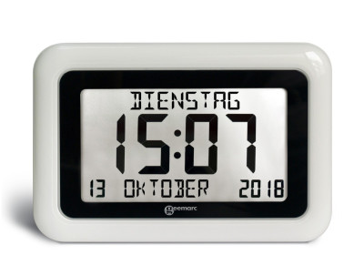 Horloge radio murale / horloge de table avec calendrier, blanc