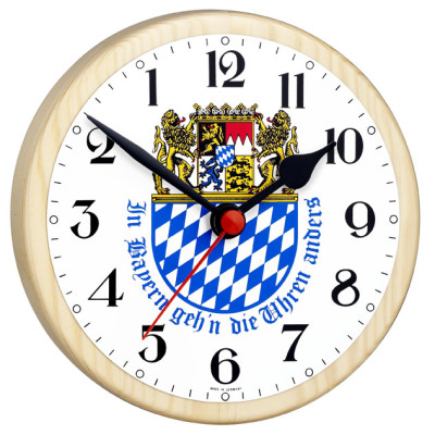 Bayernuhr mit Wappen - Rückwärtsläufer-Uhr