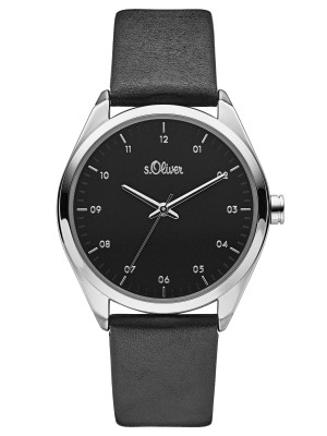 s.Oliver SO-3731-LQ Leather strap black 18mm