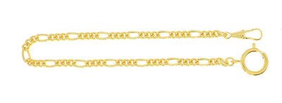 Pocket watch chain Figaro curb chain round, brass gilded