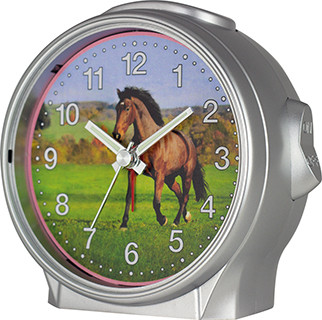Quartz alarm clock children Horse, light, snooze & sweeping second