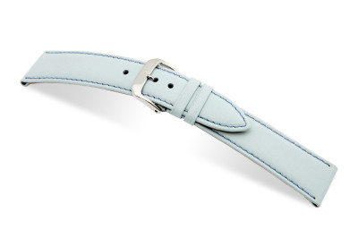 SELVA leather strap for easy changing 22mm ice blue with seam - MADE IN GERMANY