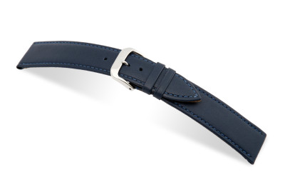 SELVA leather strap for easy changing 22mm ocean blue with seam - MADE IN GERMANY