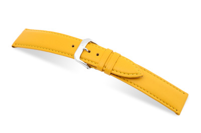 SELVA bracelet en cuir pour changer facilement 16mm jaune avec couture - MADE IN GERMANY