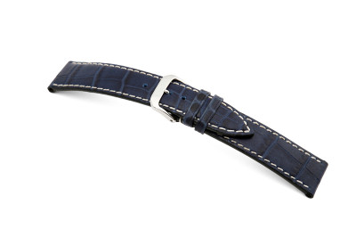 Bracelet-montre en cuir Saboga 19mm bleu avec marque d'alligator