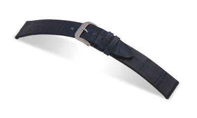 Leather strap Charleston 16mm navy blue with alligator imprinting