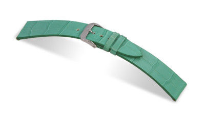 Bracelet-montre en cuir 20mm turquoise avec marque d'alligator