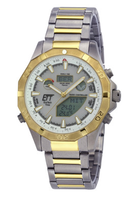 EXCLUSIVE SET WITH FREE TRAVEL CASE: Eco Tech Time Solar Drive Funk Alaska Men's Watch World Timer - EGT-11358-55M