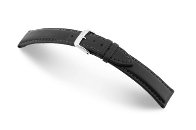Bracelet-montre en cuir Corona 20mm noir