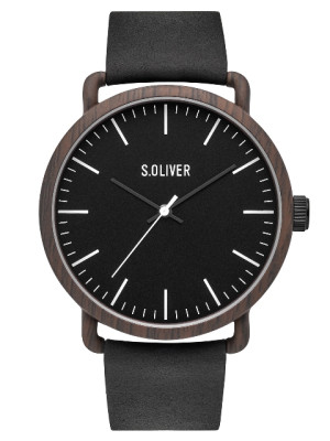 s.Oliver SO-3752-LQ en cuir véritable noir 20mm