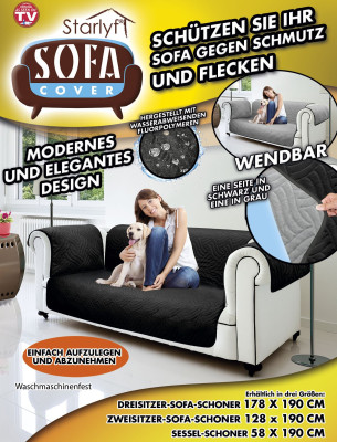 Sofa cover - protection against dirt and stains - black for 1-seater