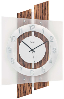 AMS radio-controlled wall clock wood
