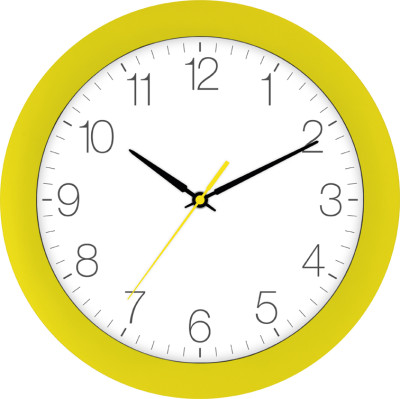 Radio-controlled wall clock yellow