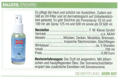 BALLISTOL Stichfrei Spray, 100ml - Tick repellent & mosquito repellent