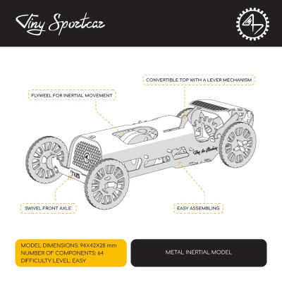TIME FOR MACHINE Kit de construction de modèle fonctionnel Tiny Sportscar