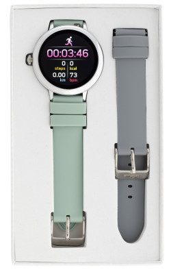 Fitness Tracker/ Smartwatch mit Wechselarmband grün/ grau