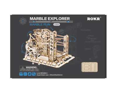 ROKR wooden marble run Explorer - spectacular mechanics