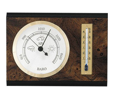 Baro- und Thermometer Nusswurzel