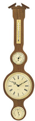 Horloge à quartz avec station météo Made in Germany, Chêne rustique