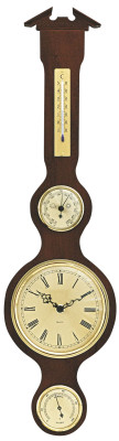 Quartz clock with weather station Made in Germany, mahogany