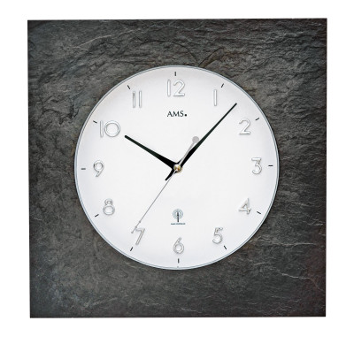 AMS radio-controlled wall clock natural slate
