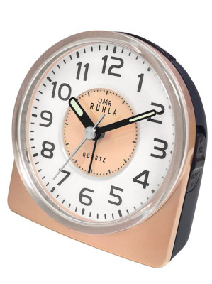 UMR quartz alarm clock rosé, with sweeping seconds and flashing light alarm