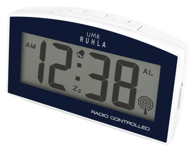 UMR radio controlled alarm clock with large LC display, dark blue