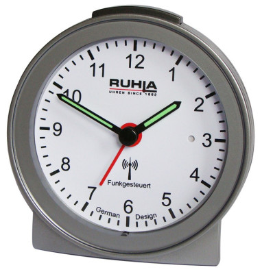 UMR radio controlled alarm clock silver-grey with rising alarm tone and lighting