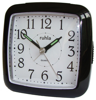 UMR quartz alarm clock black, with sweeping seconds and luminous hands