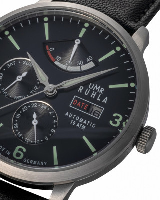 Uhren Manufaktur Ruhla - Automatik-Uhr mit Gangreserve - schwarz - made in Germany