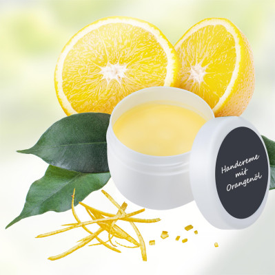 Natural cosmetics starter set for refreshing, vegan orange hand cream