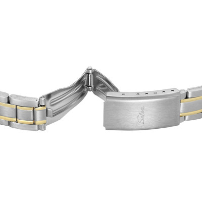 SELVA montre-bracelet à quartz avec bracelet en acier inoxydable bicolore, cadran blanc Ø 27mm