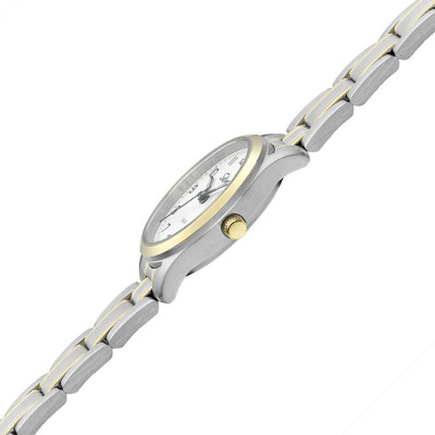 SELVA Quarz-Armbanduhr mit Edelstahlband bicolor, Zifferblatt weiß Ø 27mm